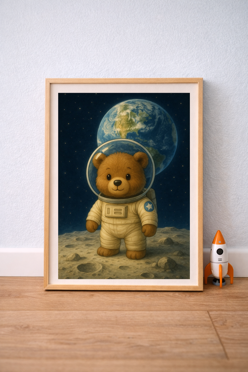 3 Affiches enfant – Ours astronaute