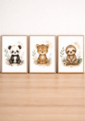 Trésors de la Jungle – Affiches chambre bébé animaux de la jungle