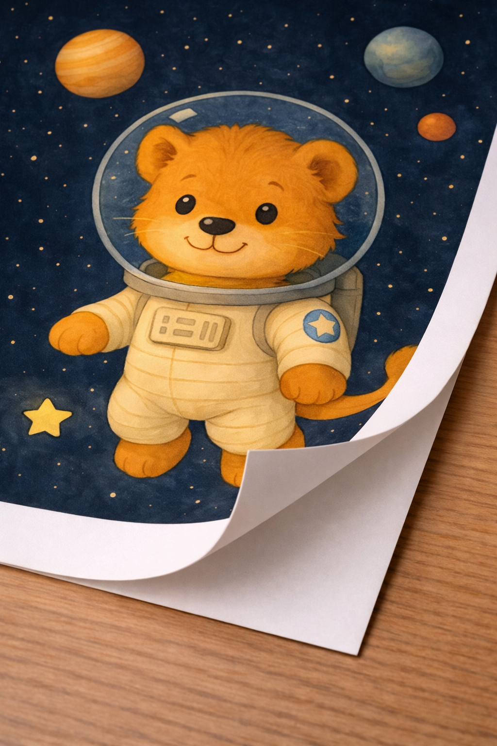 3 Affiches enfant – Lion astronaute
