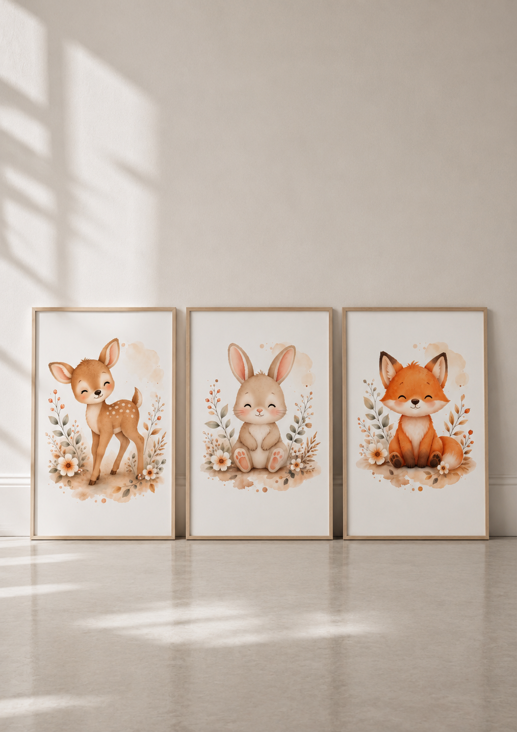 Affiches Bébé Forêt – Faon, Lapin et Renard | Petit Bonheur