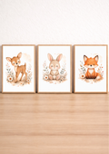 Affiches Bébé Forêt – Faon, Lapin et Renard | Petit Bonheur