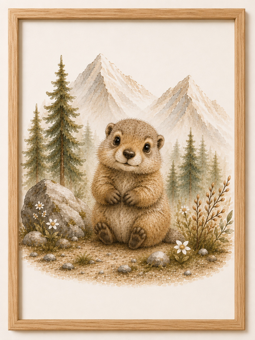 Affiches Animaux Montagne Bébé – Ours, Renard et Marmotte | Trésors des Sommets