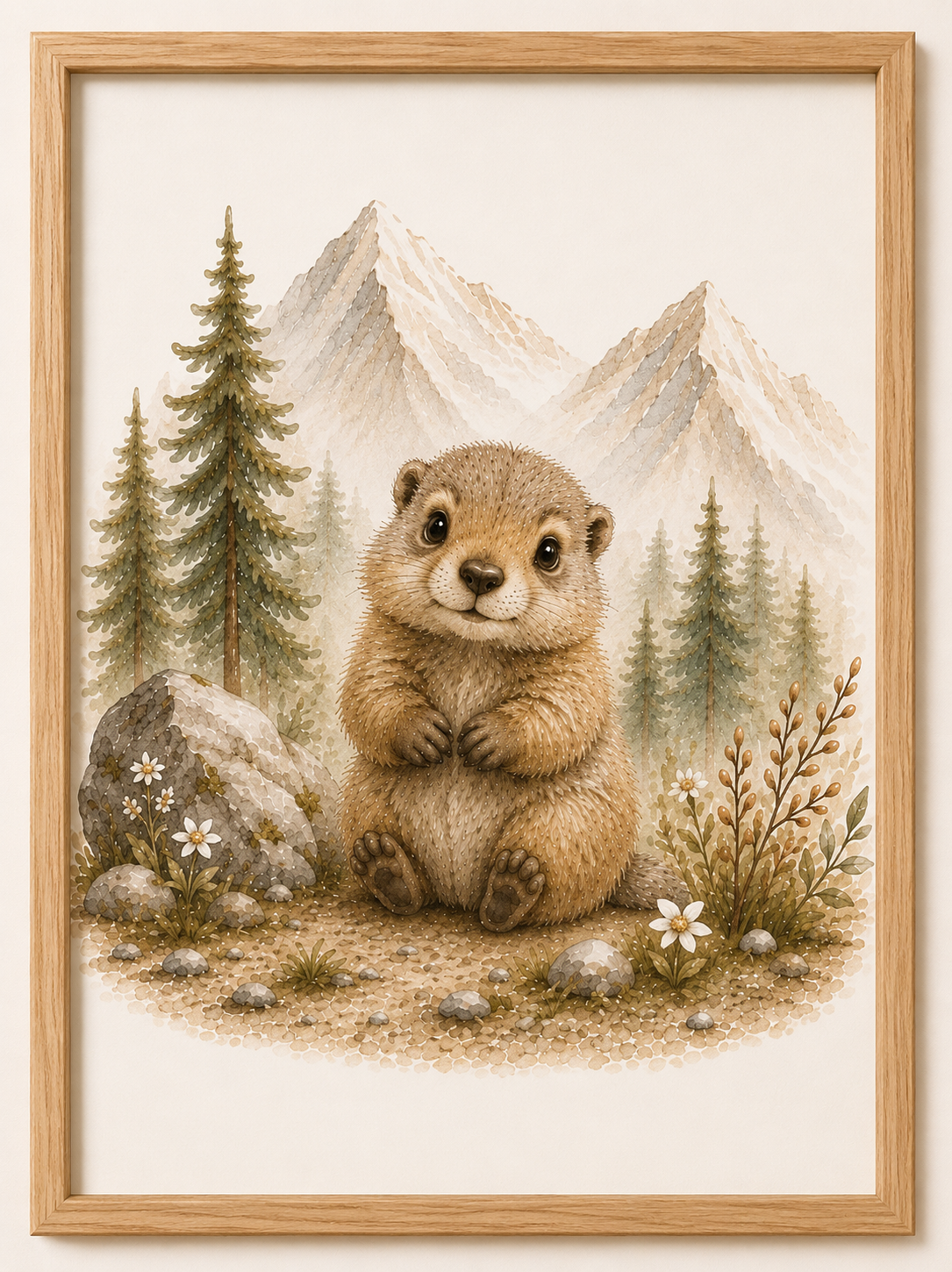 Affiches Animaux Montagne Bébé – Ours, Renard et Marmotte | Trésors des Sommets