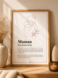 Affiche Maman | Cadeau Fête des Mères Émotionnel | Affiche Définition Maman Minimaliste