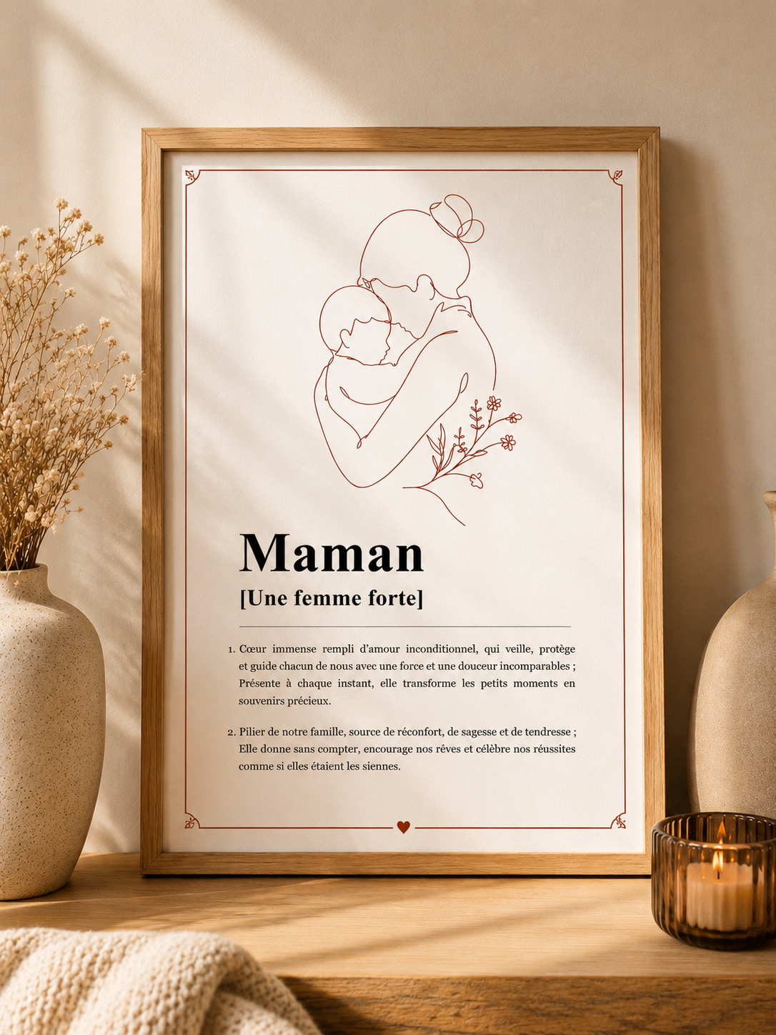 Affiche Maman | Cadeau Fête des Mères Émotionnel | Affiche Définition Maman Minimaliste