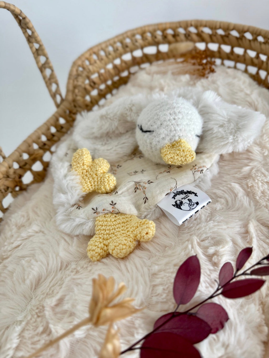 Doudou poussin bébé en coton – Peluche artisanale douce pour nouveau-né