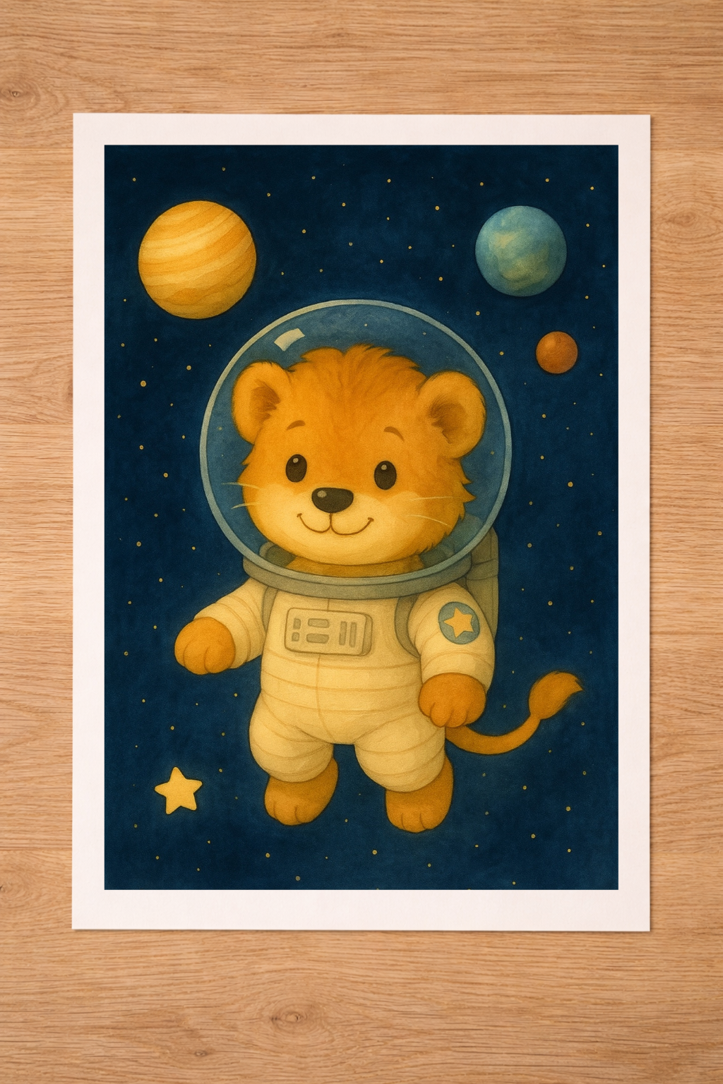 3 Affiches enfant – Lion astronaute