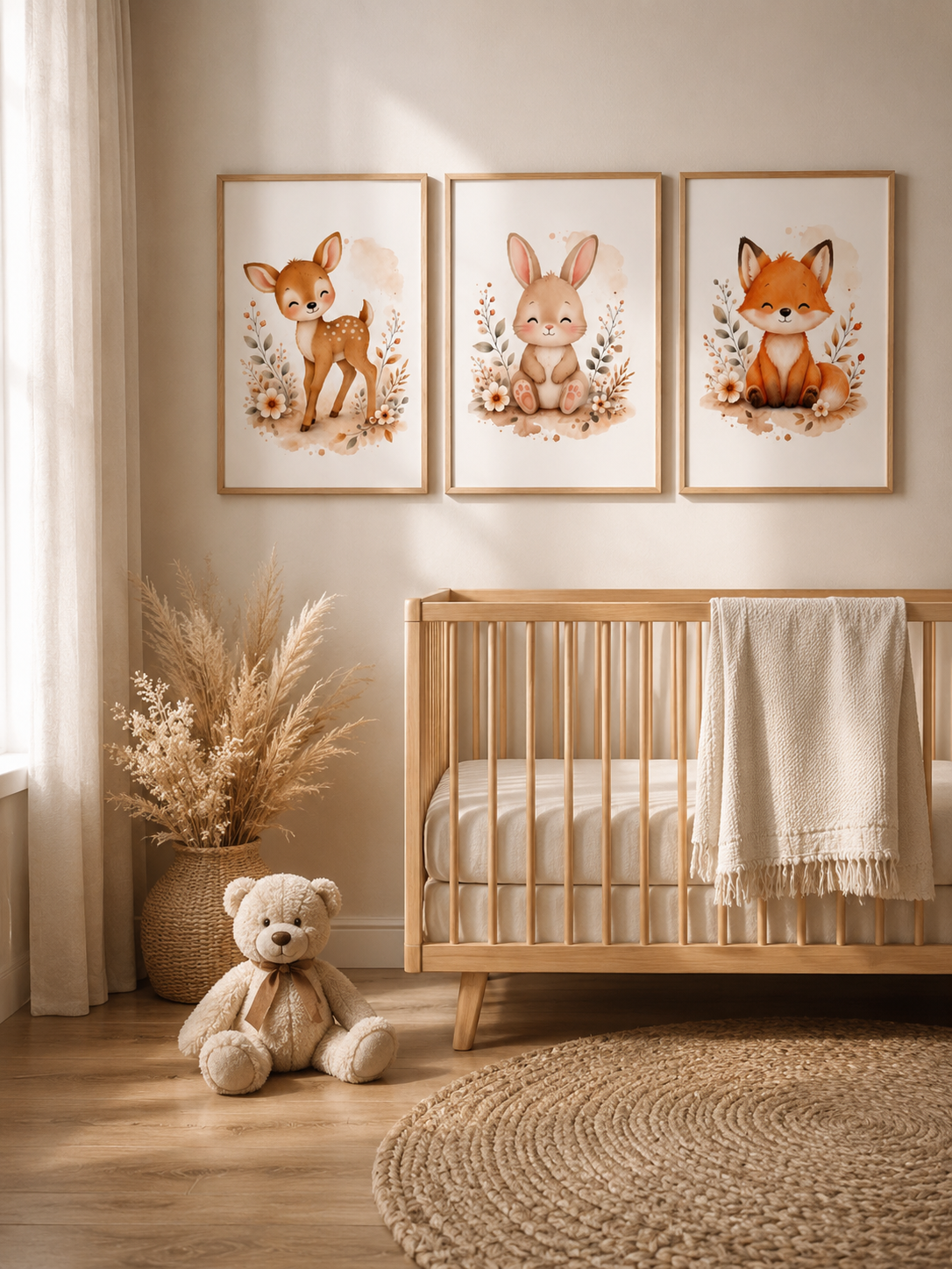 Affiches Bébé Forêt – Faon, Lapin et Renard | Petit Bonheur