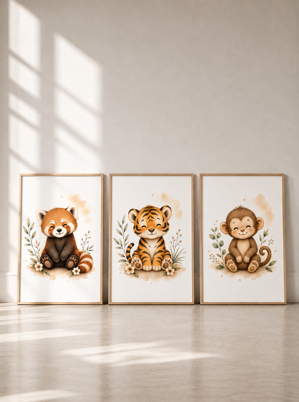 Affiches Bébé Jungle – Panda Roux, Tigre et Singe | Douceurs de la jungle