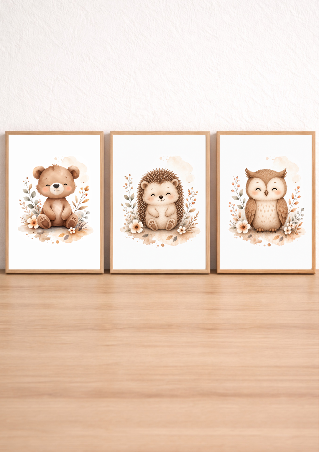 Affiches Bébé Forêt – Ourson, Hérisson et Chouette | Les Petits Veilleurs