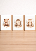 Affiches Bébé Forêt – Ourson, Hérisson et Chouette | Les Petits Veilleurs