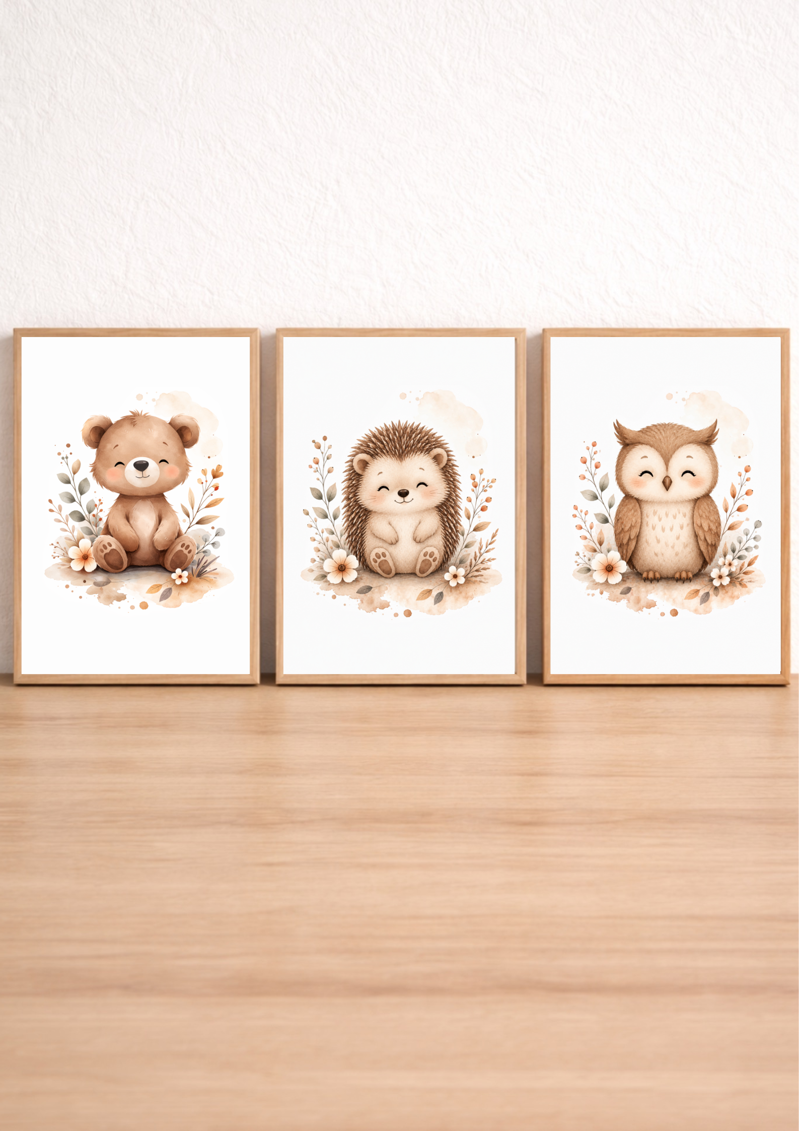 Affiches Bébé Forêt – Ourson, Hérisson et Chouette | Les Petits Veilleurs