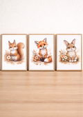 Affiches animaux forêt pour chambre bébé – Collection fleurie