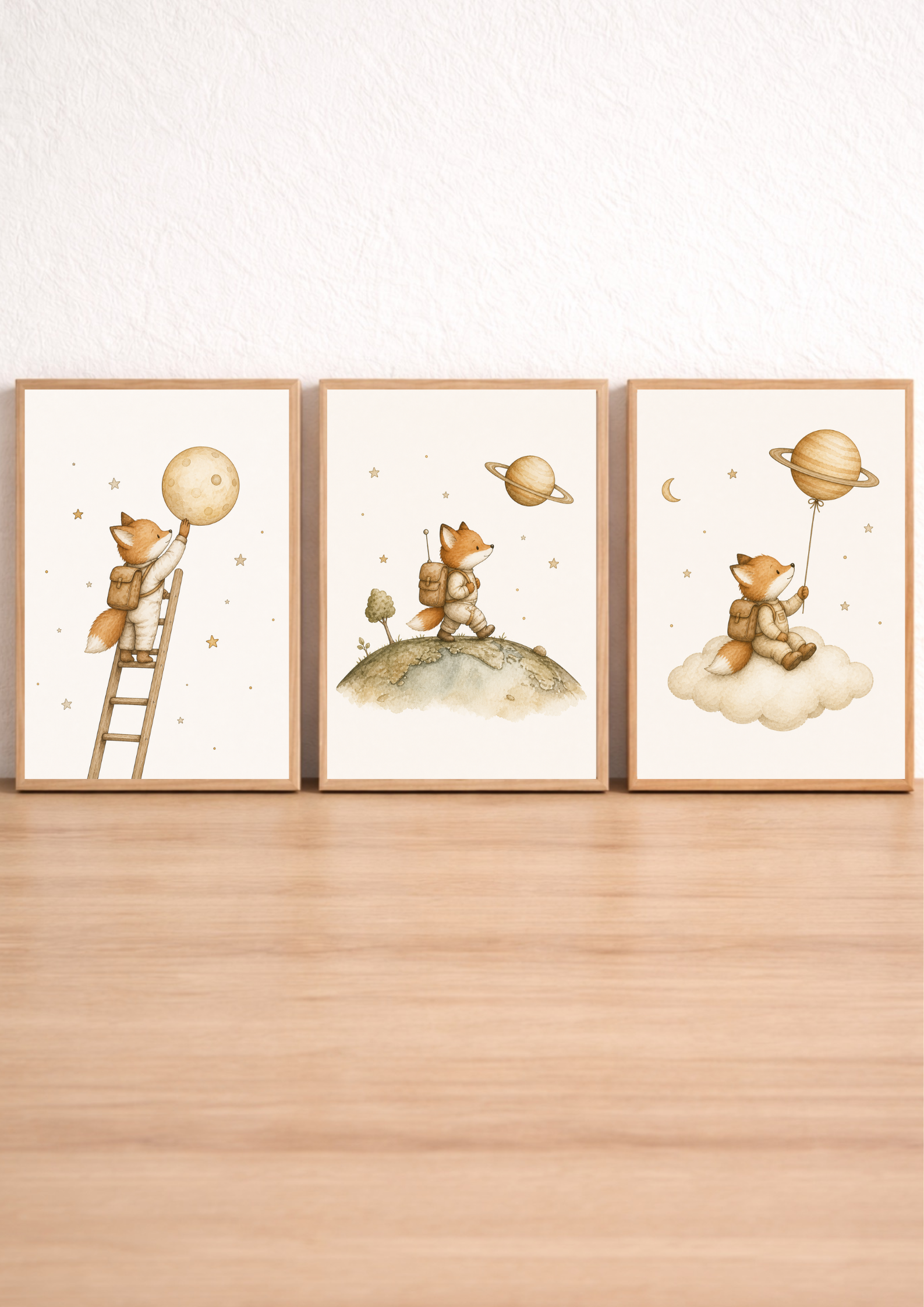 Collection d’affiches enfant – Renards astronautes & ciel étoilé