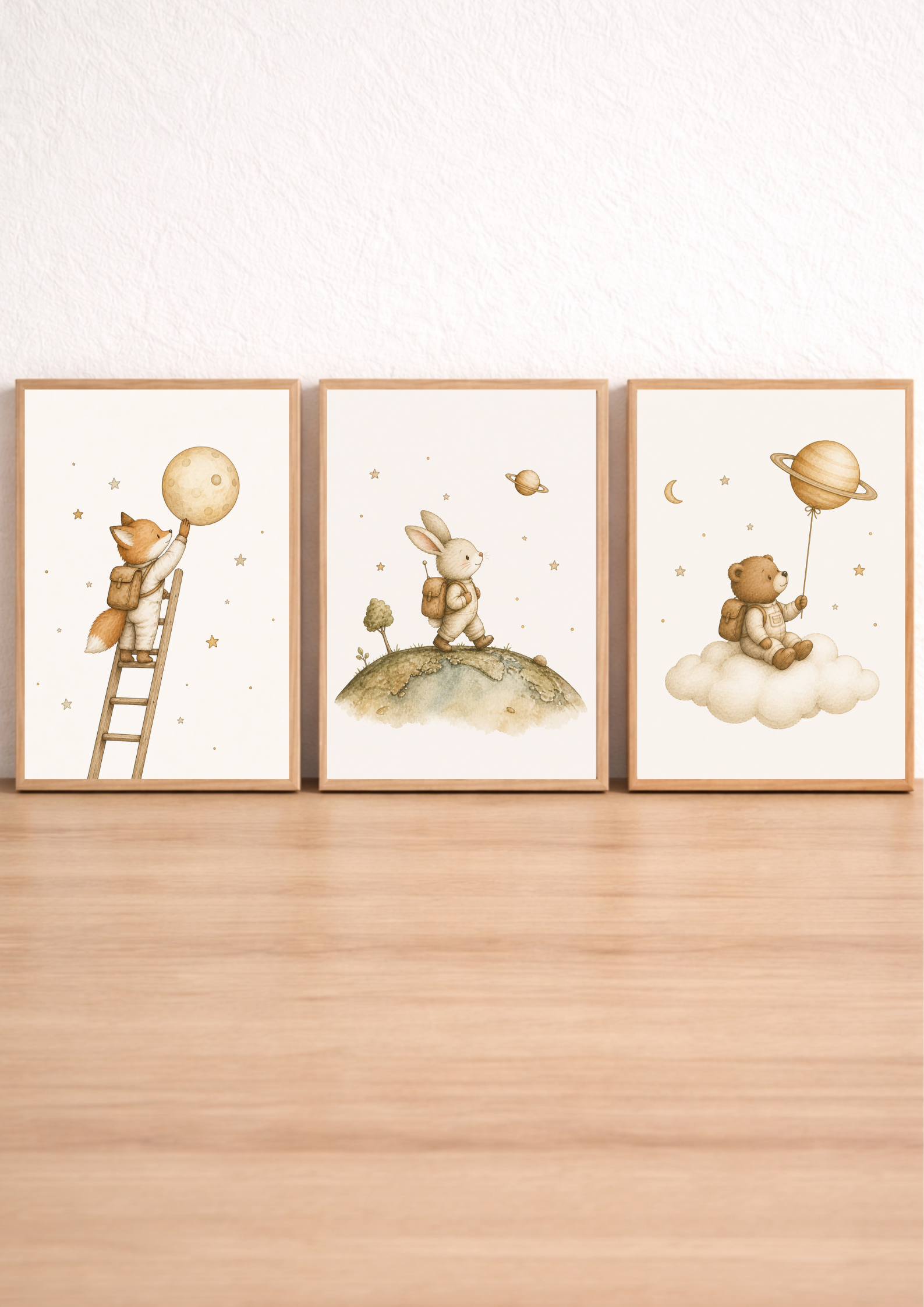 Collection d’affiches enfant – Renards astronautes & ciel étoilé