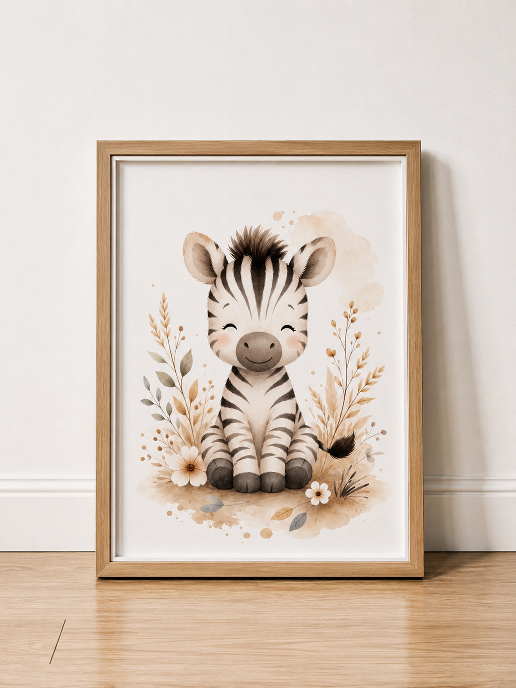 Affiches chambre bébé Safari – Collection Câlins de la Savane – Lion, Zèbre et Éléphant