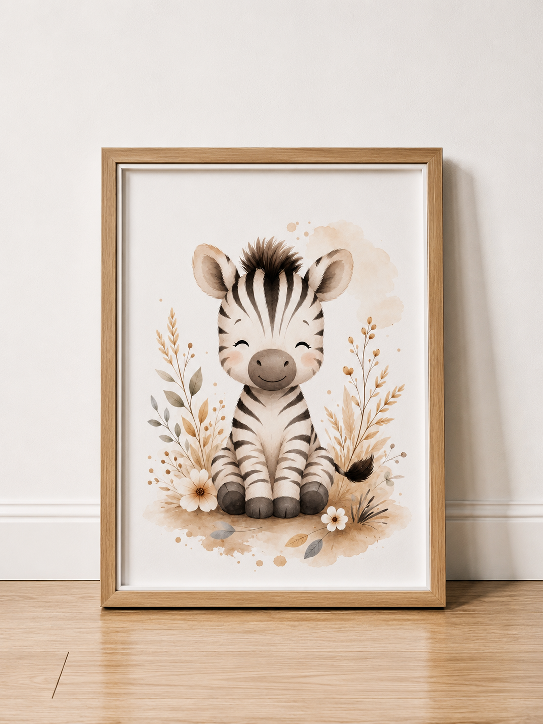 Affiches chambre bébé Safari – Collection Câlins de la Savane – Lion, Zèbre et Éléphant