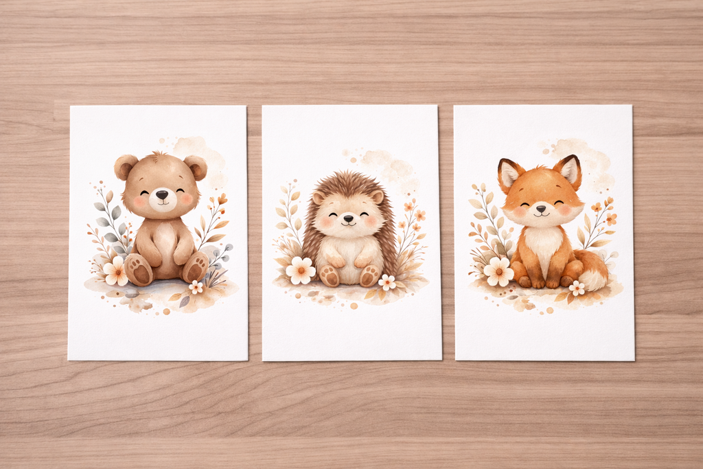 Affiches animaux forêt bébé – Collection Petit Bonheur