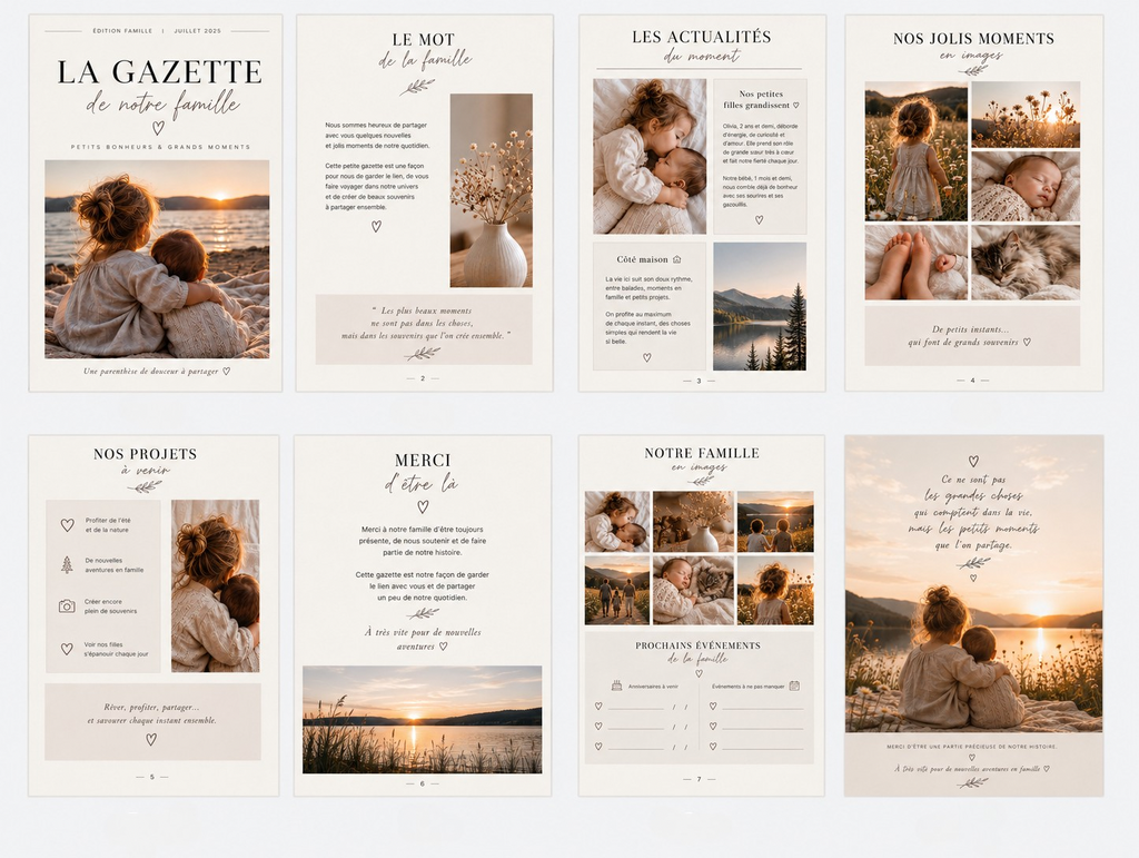 La Gazette de Notre Famille – Livret Souvenir Familial Personnalisé - 8 pages
