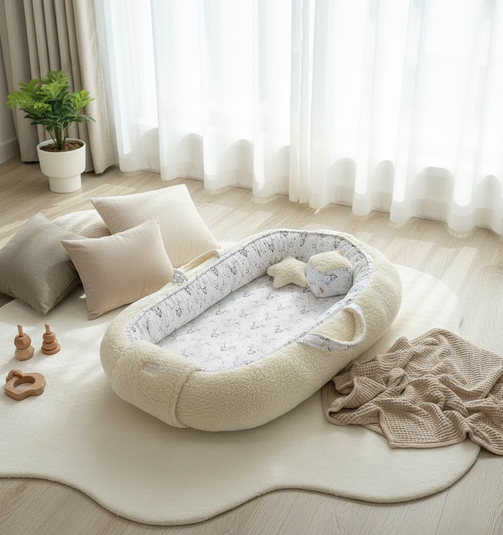 Nid pour bébé fait main – Coton moelleux | Transat pour nouveau-né pour berceau