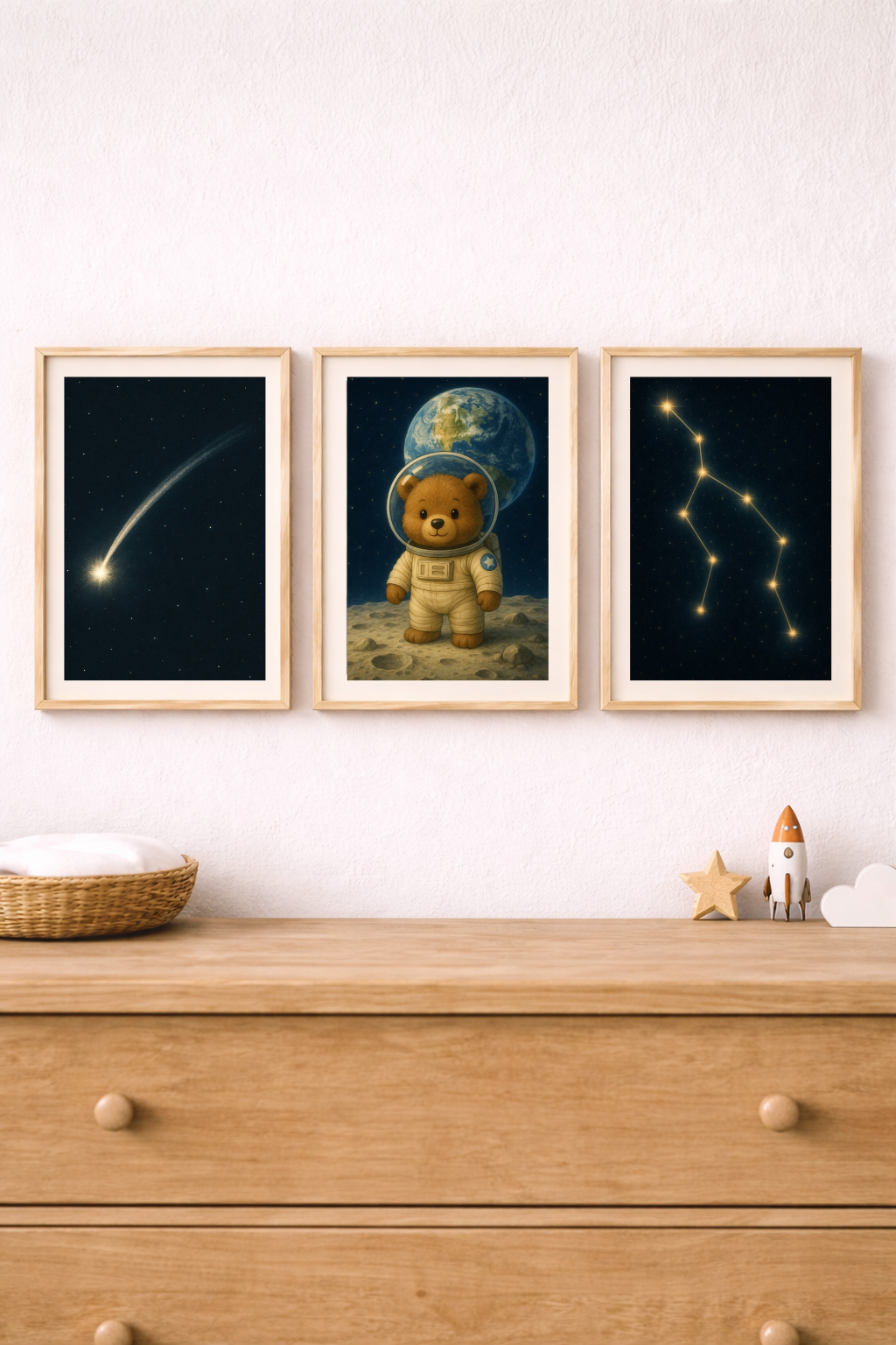 3 Affiches enfant – Ours astronaute