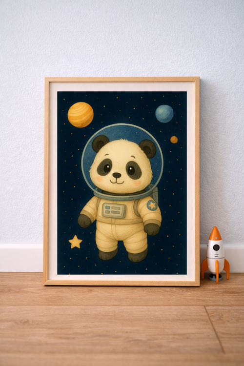 3 Affiches enfant – Panda astronaute