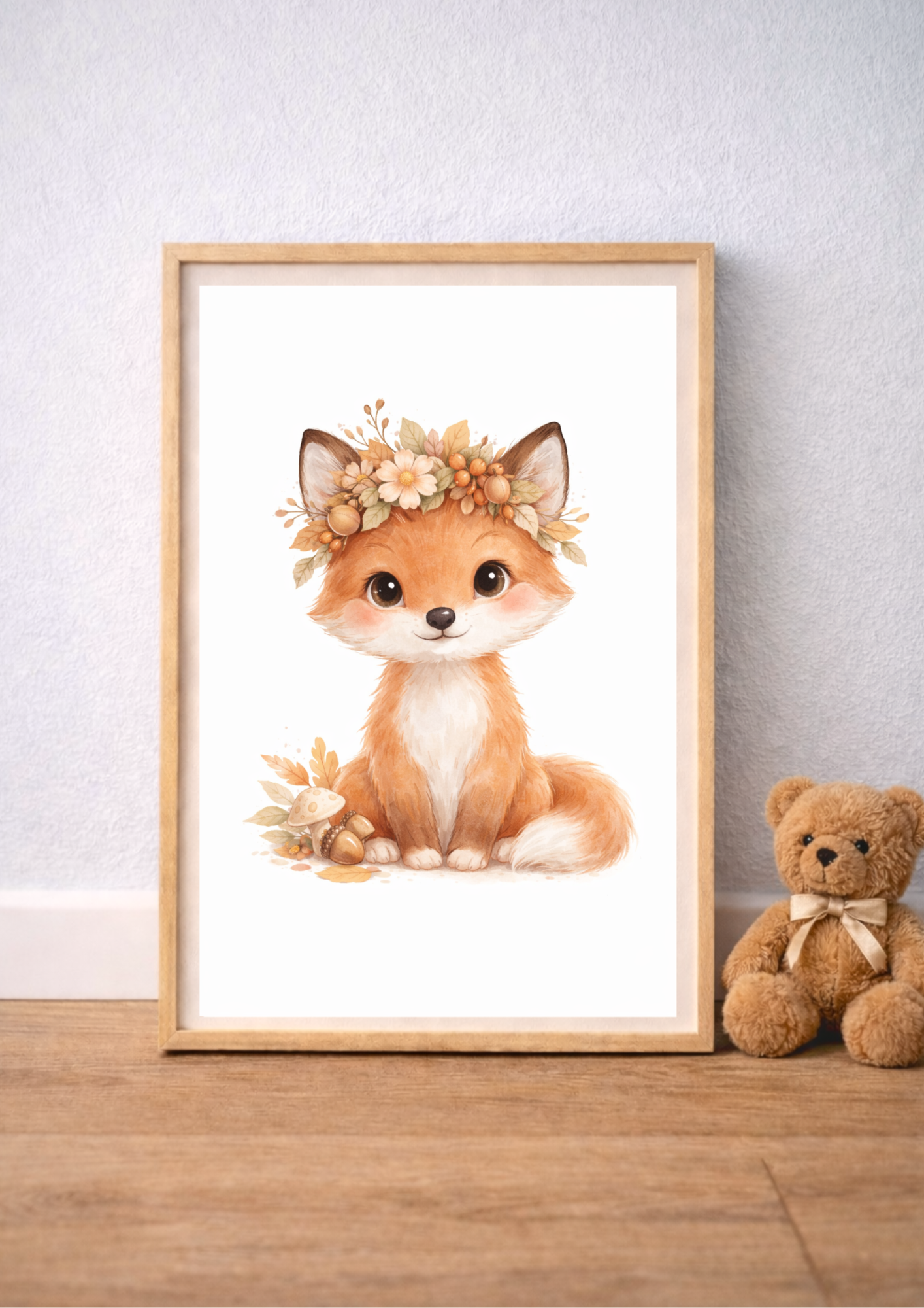 Trio d’affiches animaux forêt pour chambre bébé – renard, lapin et hérisson