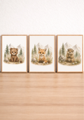Affiches Animaux Montagne Bébé – Ours, Renard et Marmotte | Trésors des Sommets