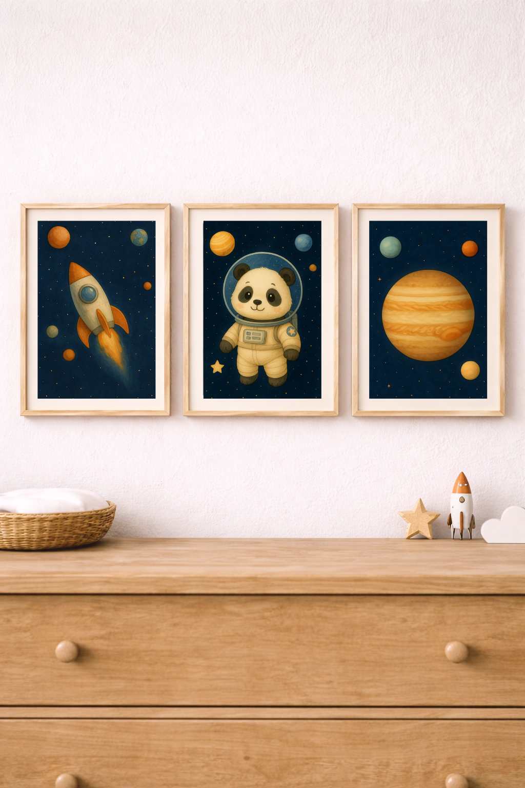3 Affiches enfant – Panda astronaute