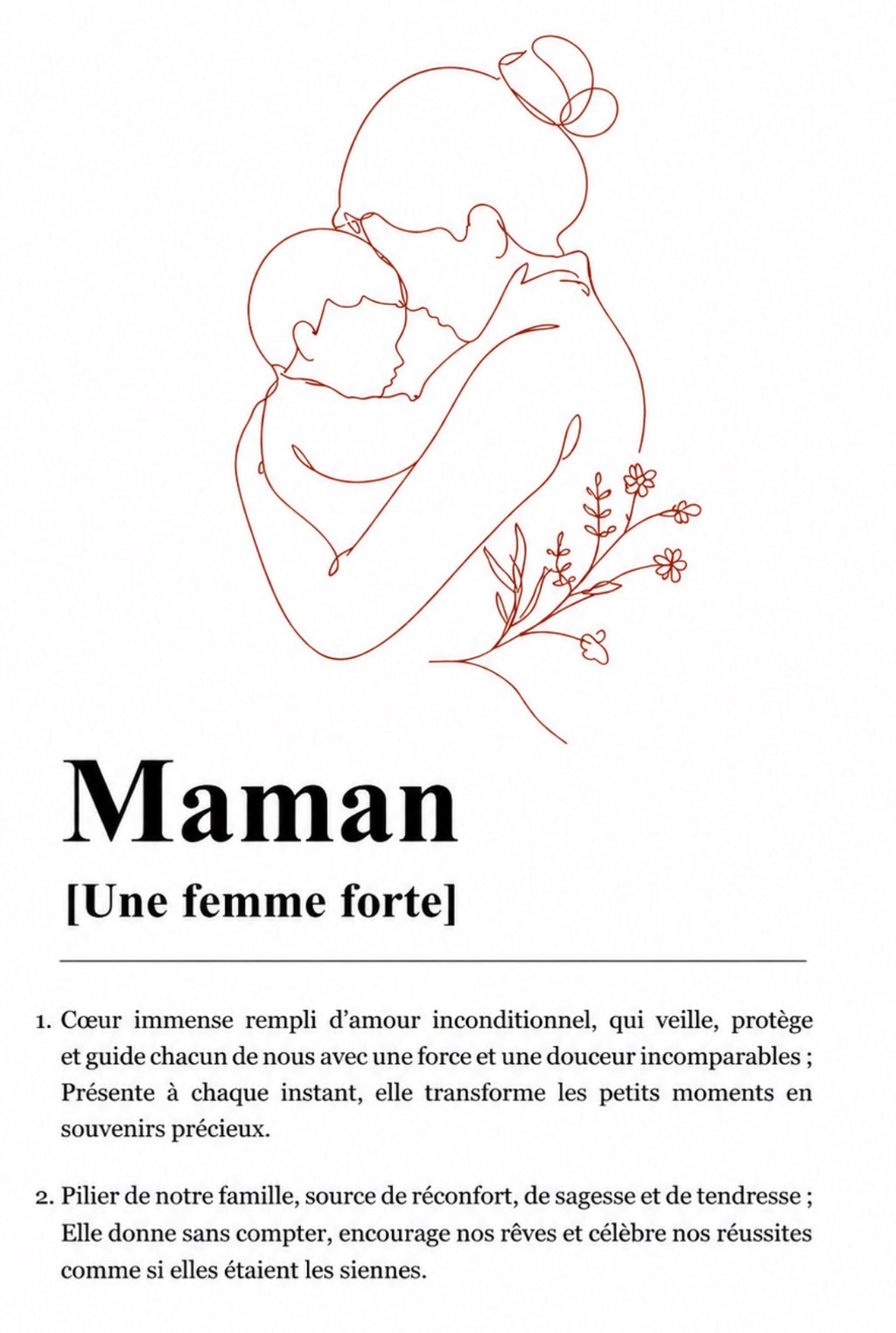 Affiche Maman | Cadeau Fête des Mères Émotionnel | Affiche Définition Maman Minimaliste