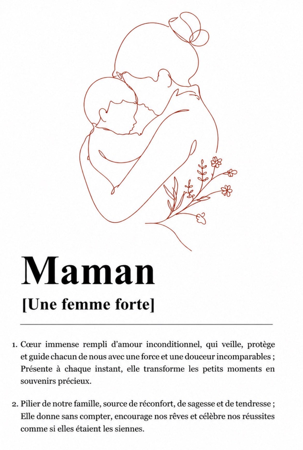 Affiche Maman | Cadeau Fête des Mères Émotionnel | Affiche Définition Maman Minimaliste