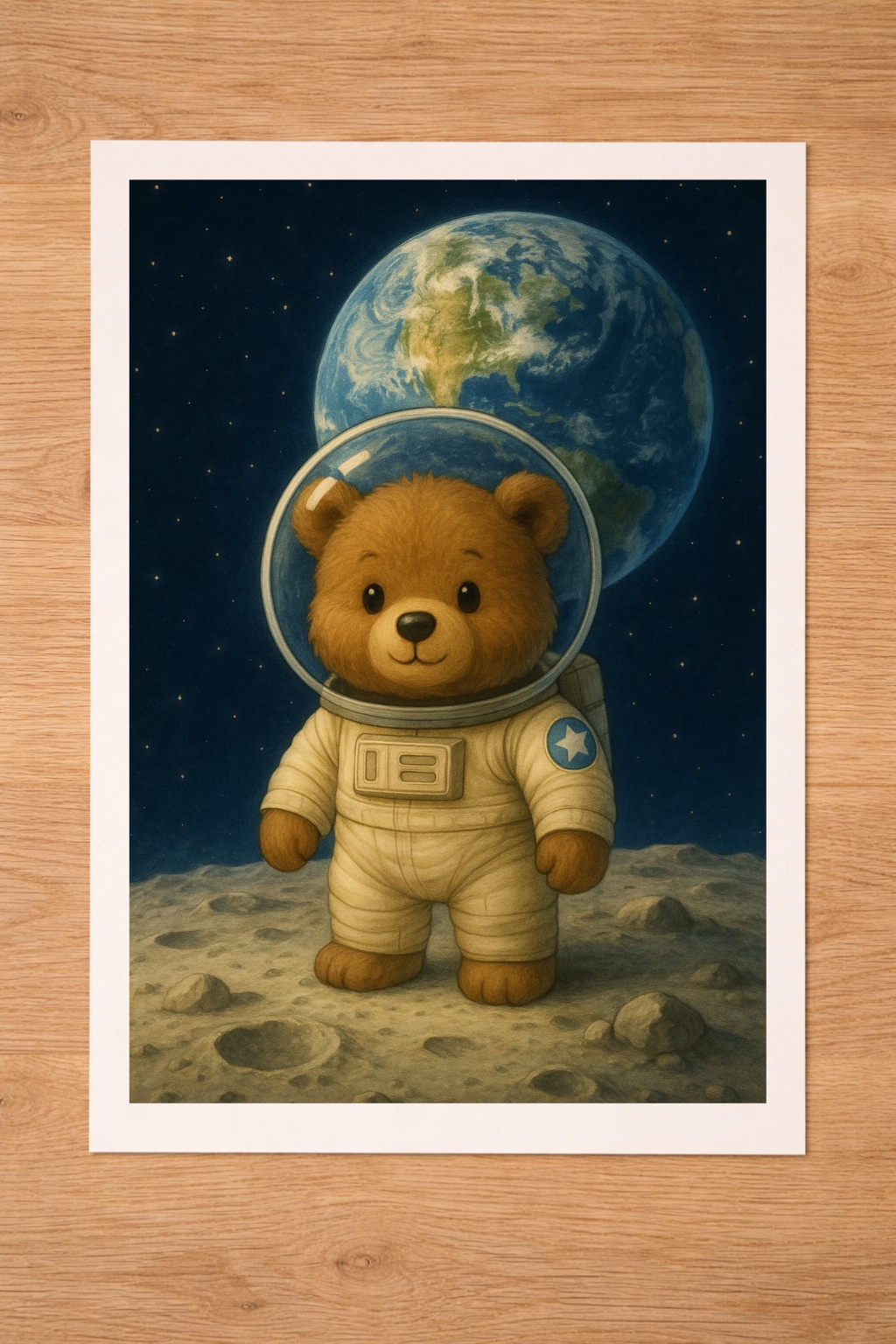 3 Affiches enfant – Ours astronaute