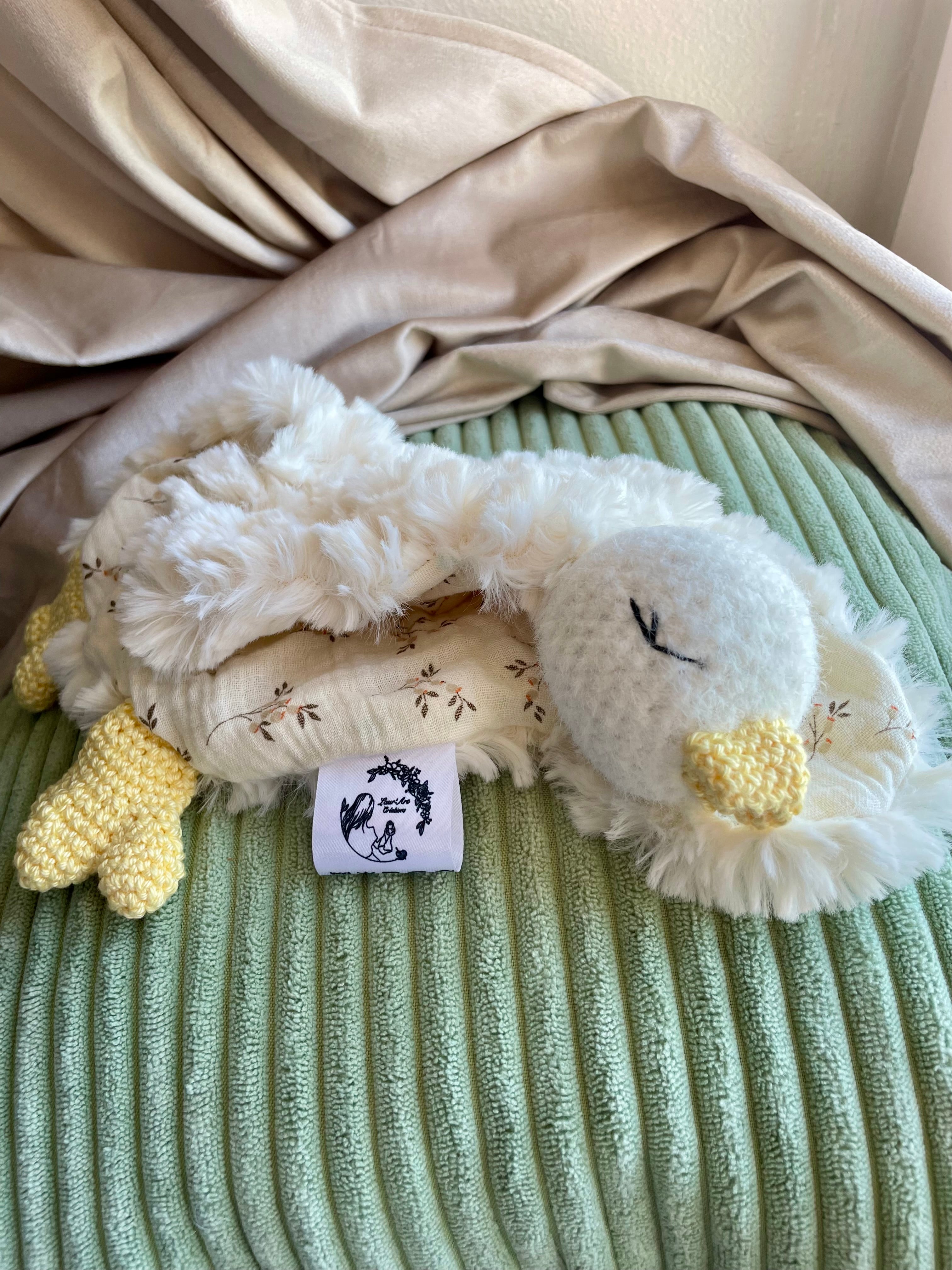 Doudou poussin bébé en coton – Peluche artisanale douce pour nouveau-né