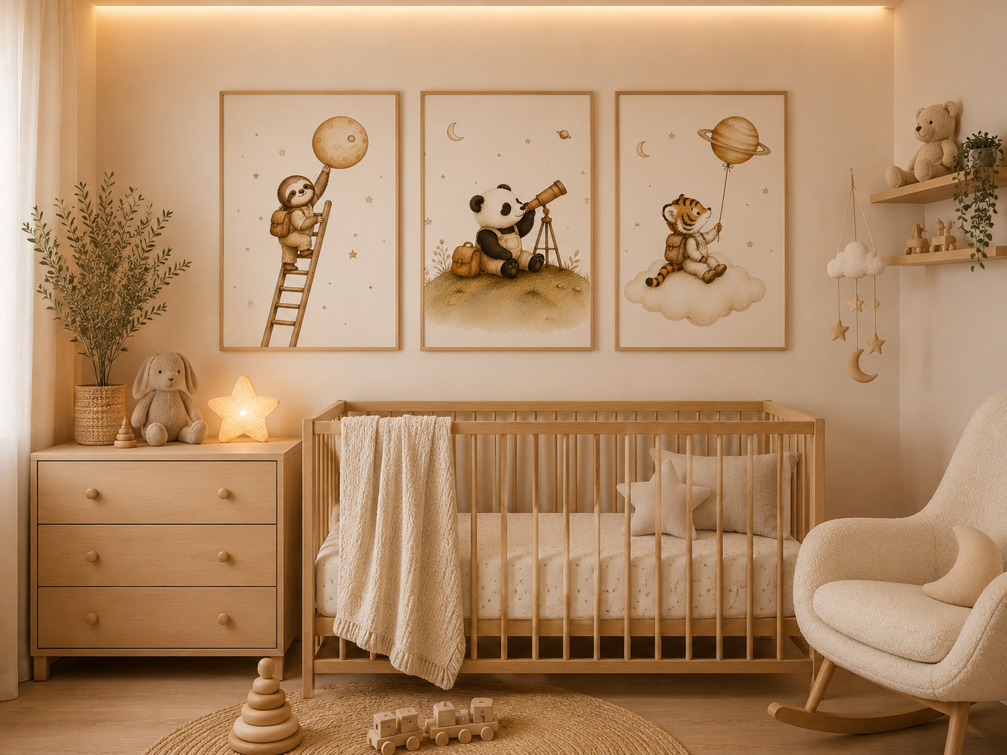 Collection Jungle des étoiles – Affiches chambre bébé jungle et espace
