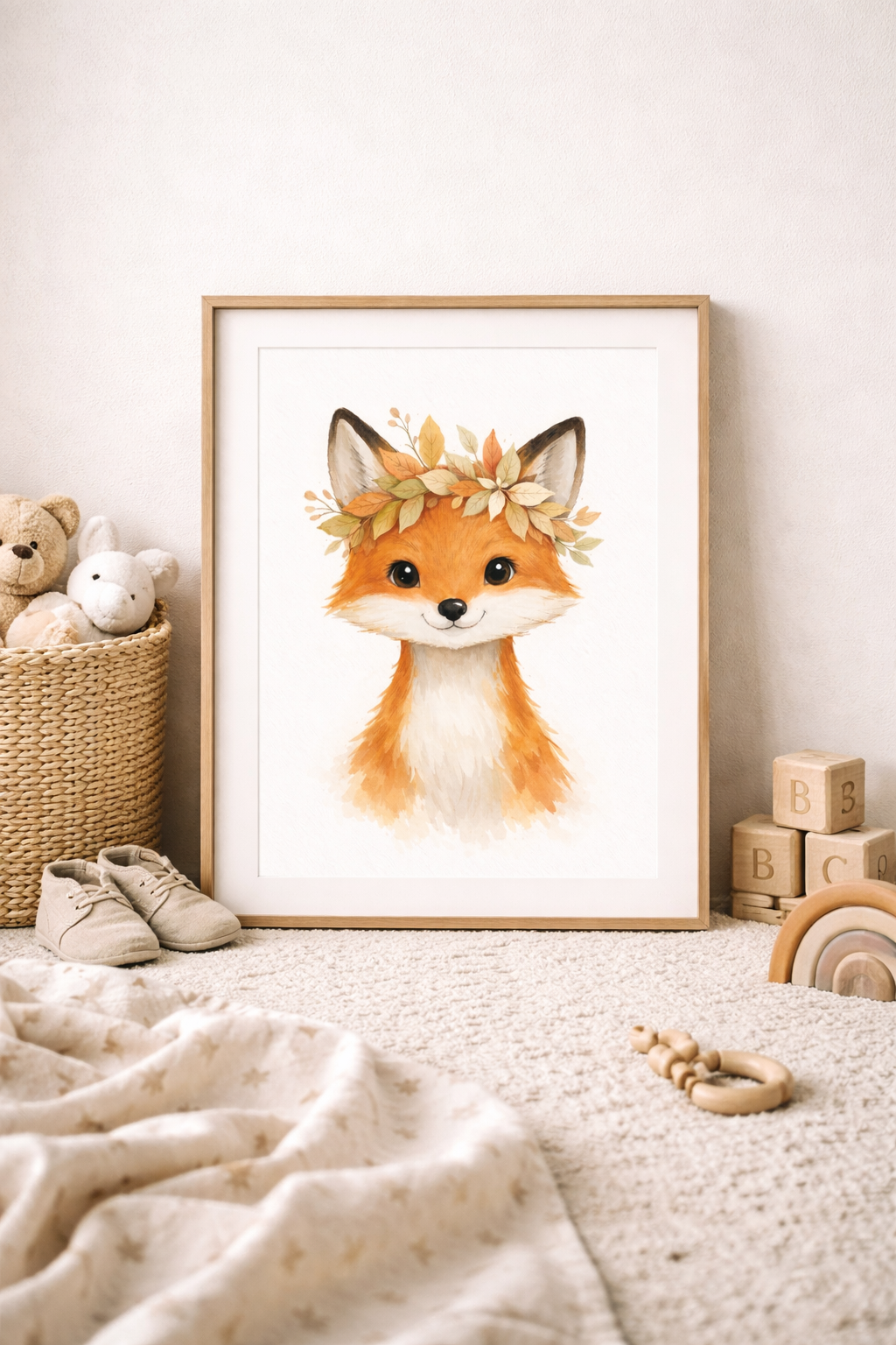 Affiches animaux forêt pour chambre bébé – Renard, biche et lapin