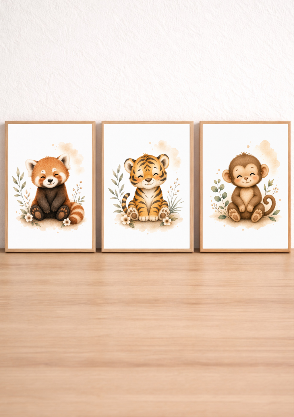 Affiches Bébé Jungle – Panda Roux, Tigre et Singe | Douceurs de la jungle