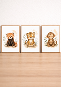 Affiches Bébé Jungle – Panda Roux, Tigre et Singe | Douceurs de la jungle