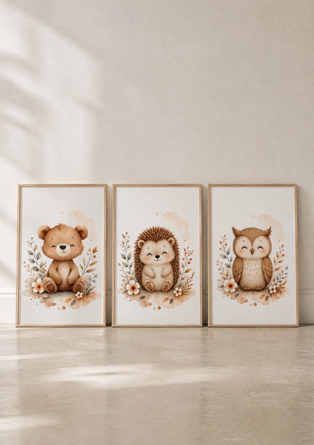 Affiches Bébé Forêt – Ourson, Hérisson et Chouette | Les Petits Veilleurs