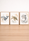 Affiches Bébé Océan – Baleine, Tortue et Dauphin | Caresse de l’Océan