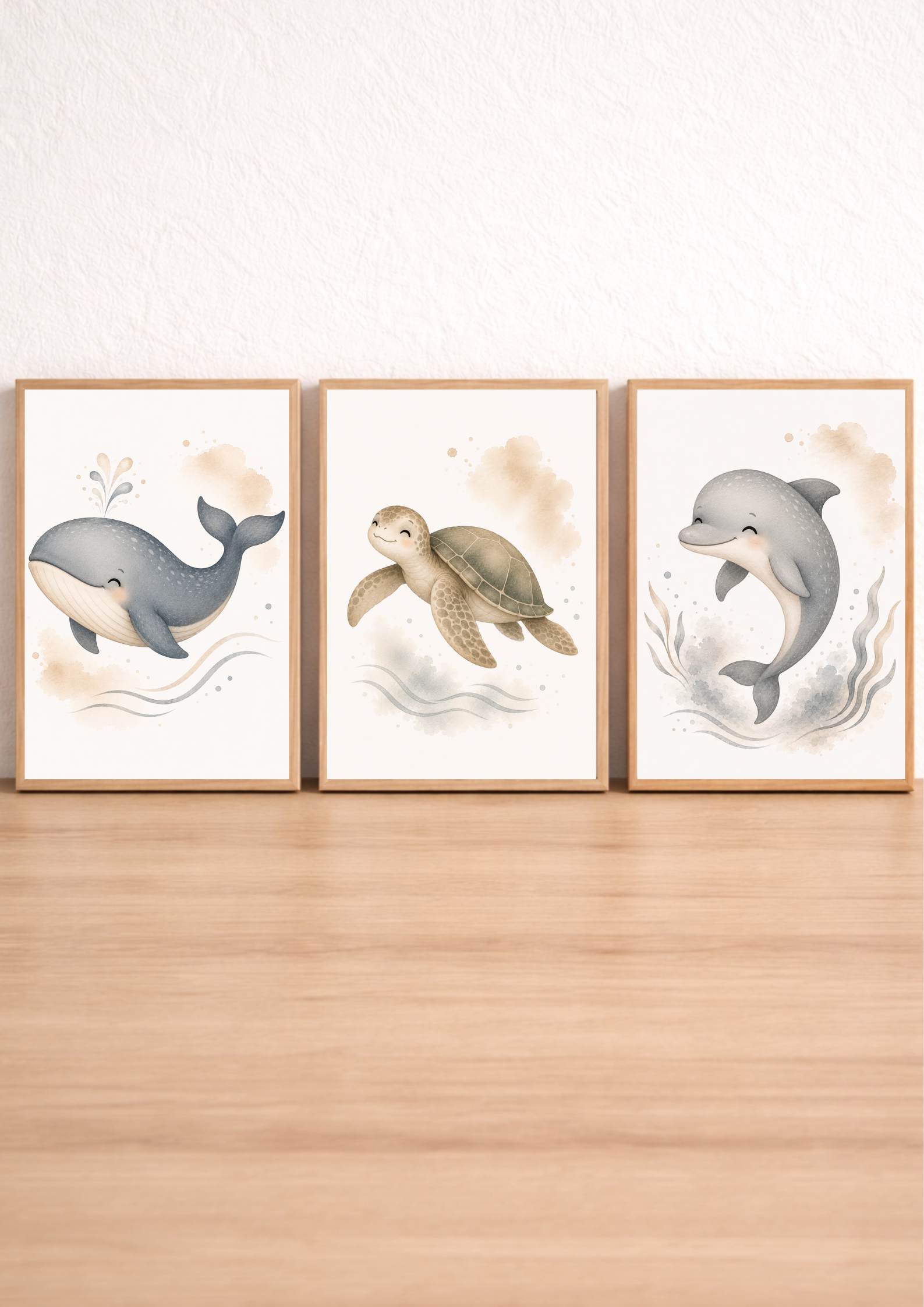 Affiches Bébé Océan – Baleine, Tortue et Dauphin | Caresse de l’Océan