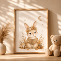 Affiche Lapin Bohème Bébé – Décoration Chambre Enfant Nature et Poésie