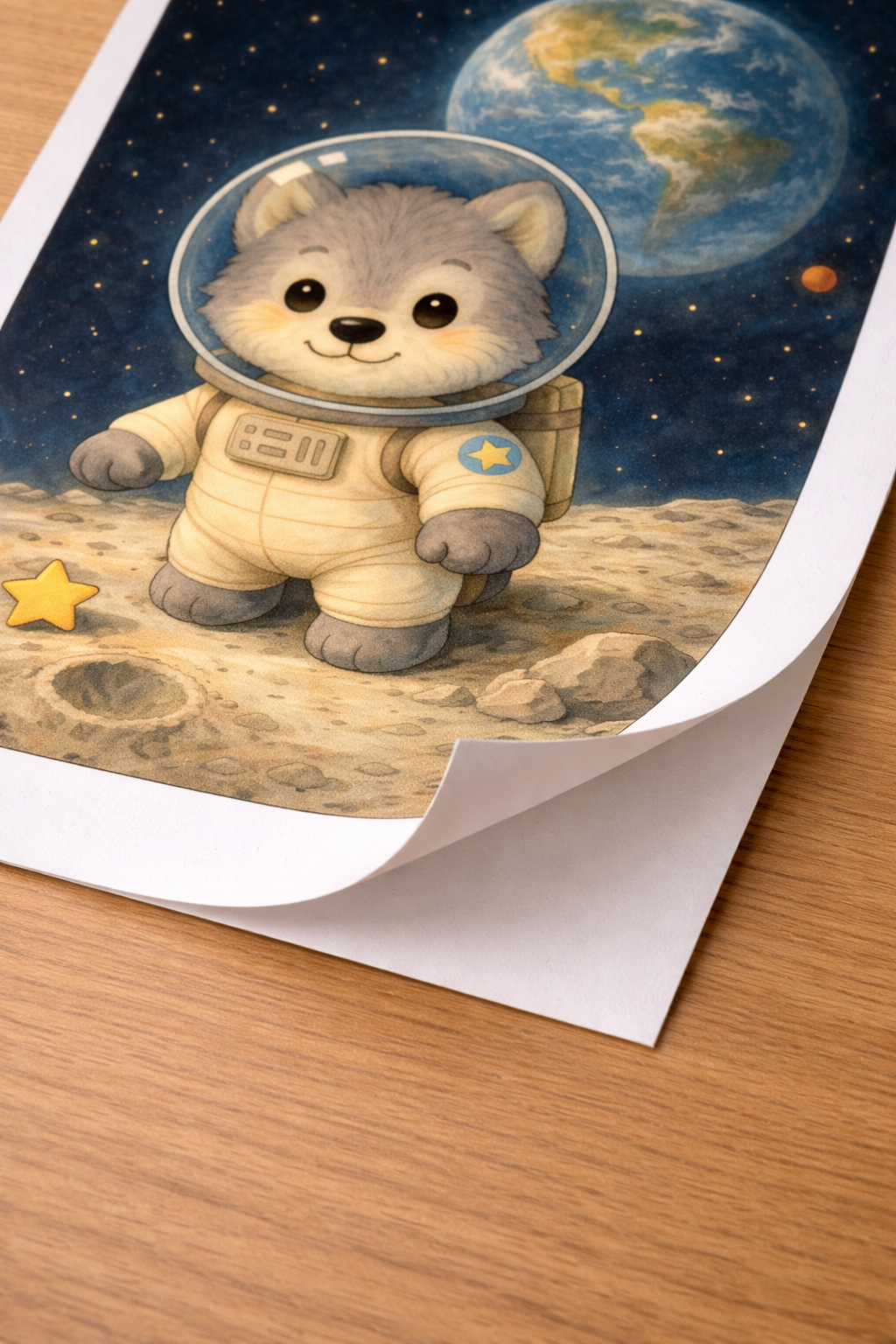 3 Affiches enfant – Loup astronaute – Collection Espace
