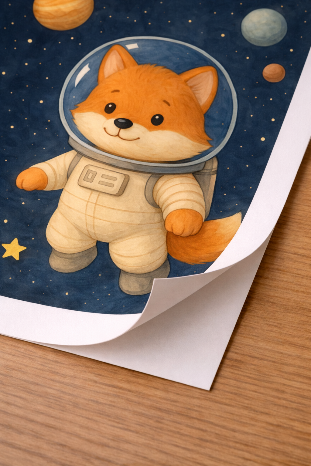 Affiches enfant – Renard astronaute