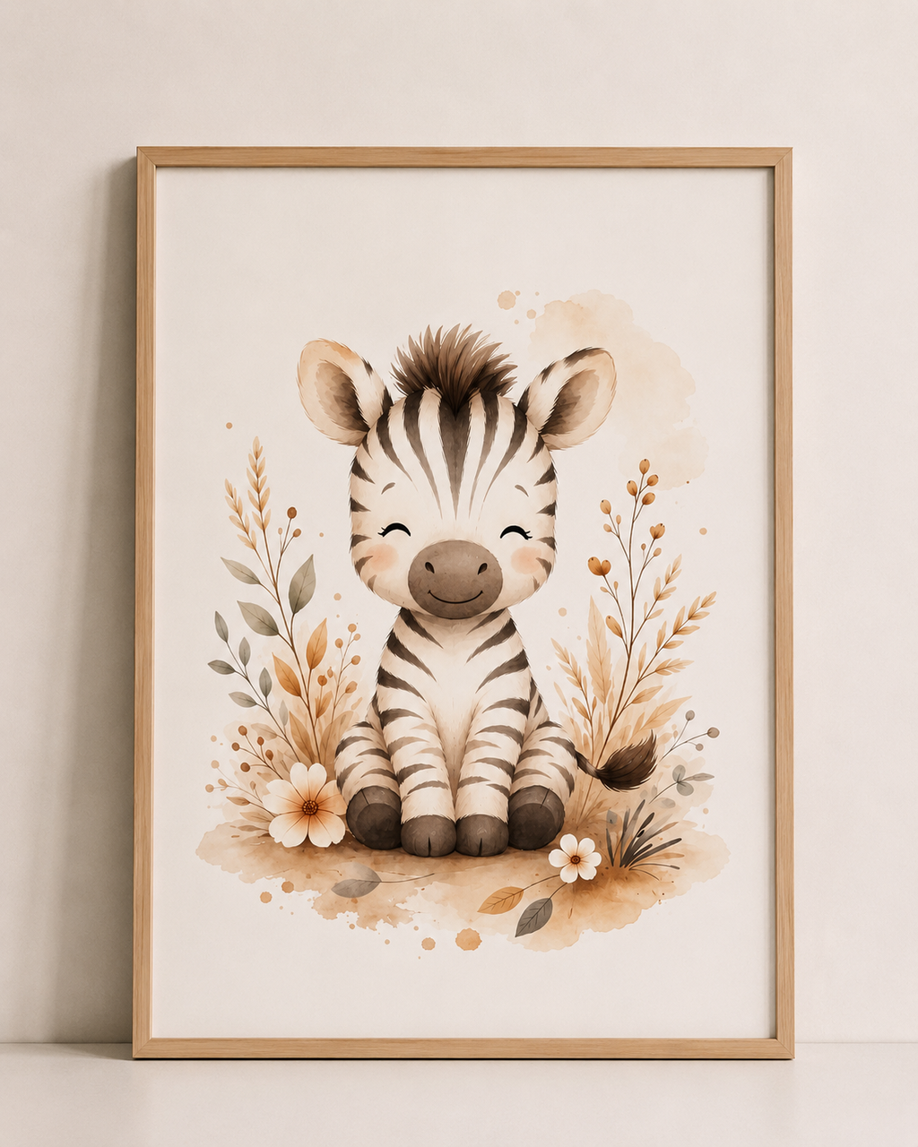 Affiches chambre bébé Safari – Collection Câlins de la Savane – Lion, Zèbre et Éléphant