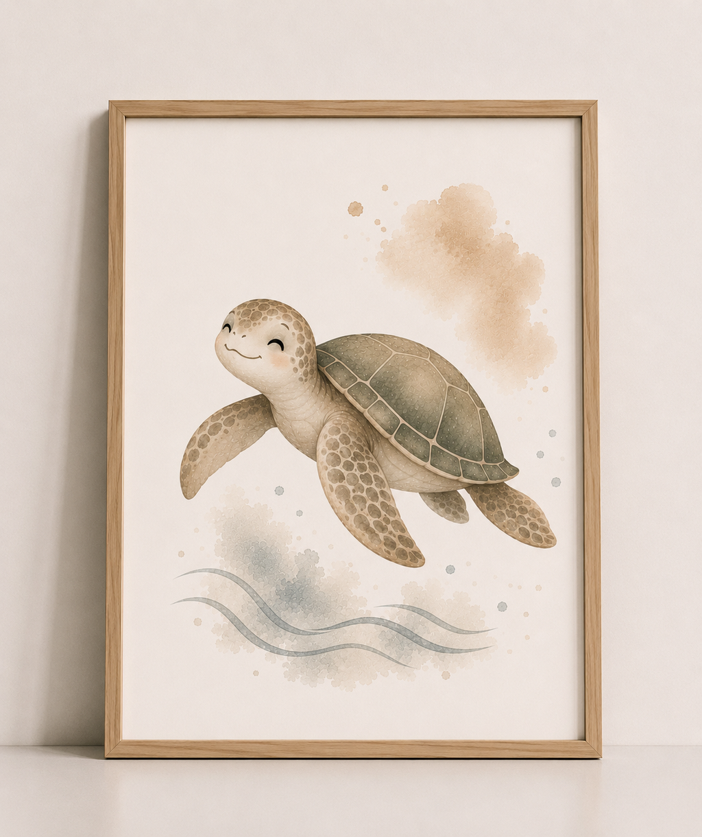 Affiches Bébé Océan – Baleine, Tortue et Dauphin | Caresse de l’Océan