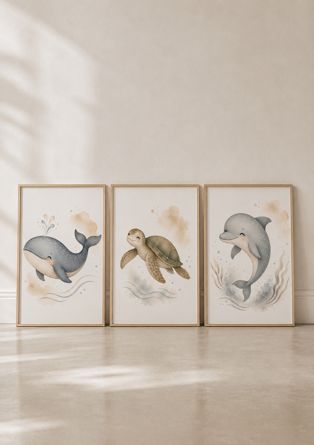Affiches Bébé Océan – Baleine, Tortue et Dauphin | Caresse de l’Océan