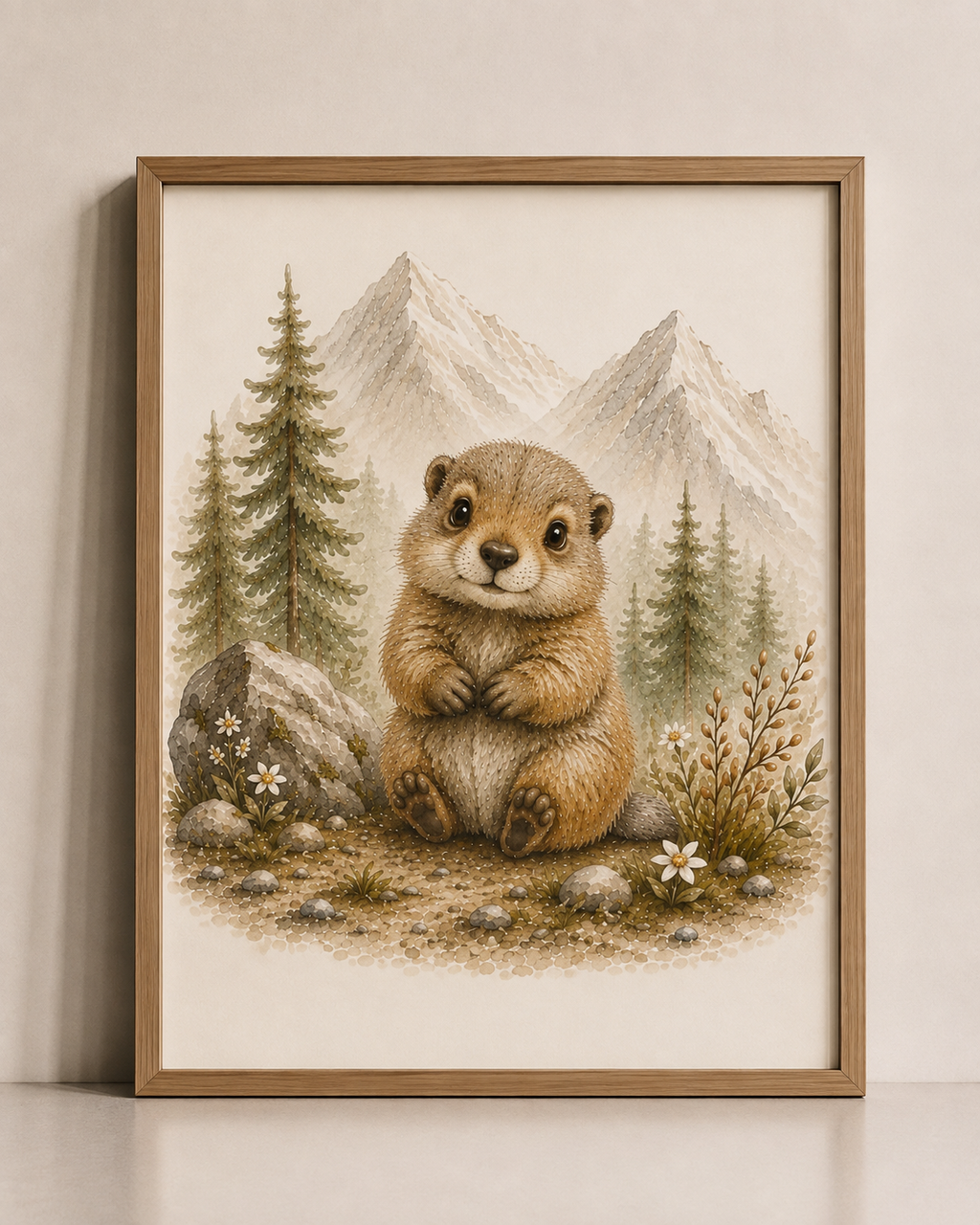 Affiches Animaux Montagne Bébé – Ours, Renard et Marmotte | Trésors des Sommets