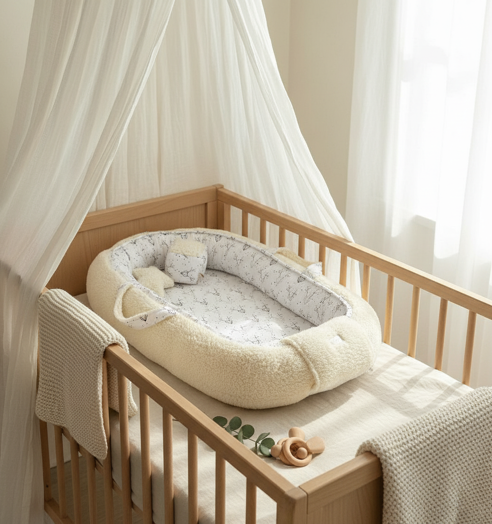 Nid pour bébé fait main – Coton moelleux | Transat pour nouveau-né pour berceau